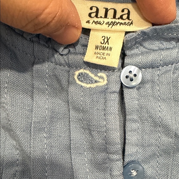a.n.a Light Blue Embroidered Button-Front Women’s Blouse - Picture 5 of 5